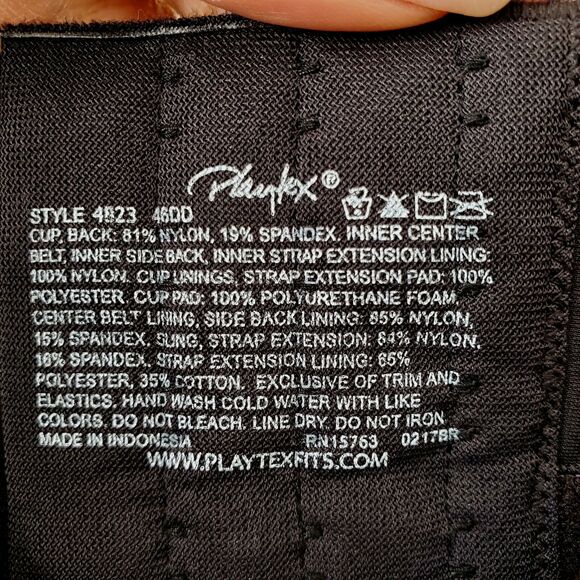 Playtex Love My Curves Bra 46DD Balconette 4823 Black Underwire Smoothing NEW - Picture 8 of 11